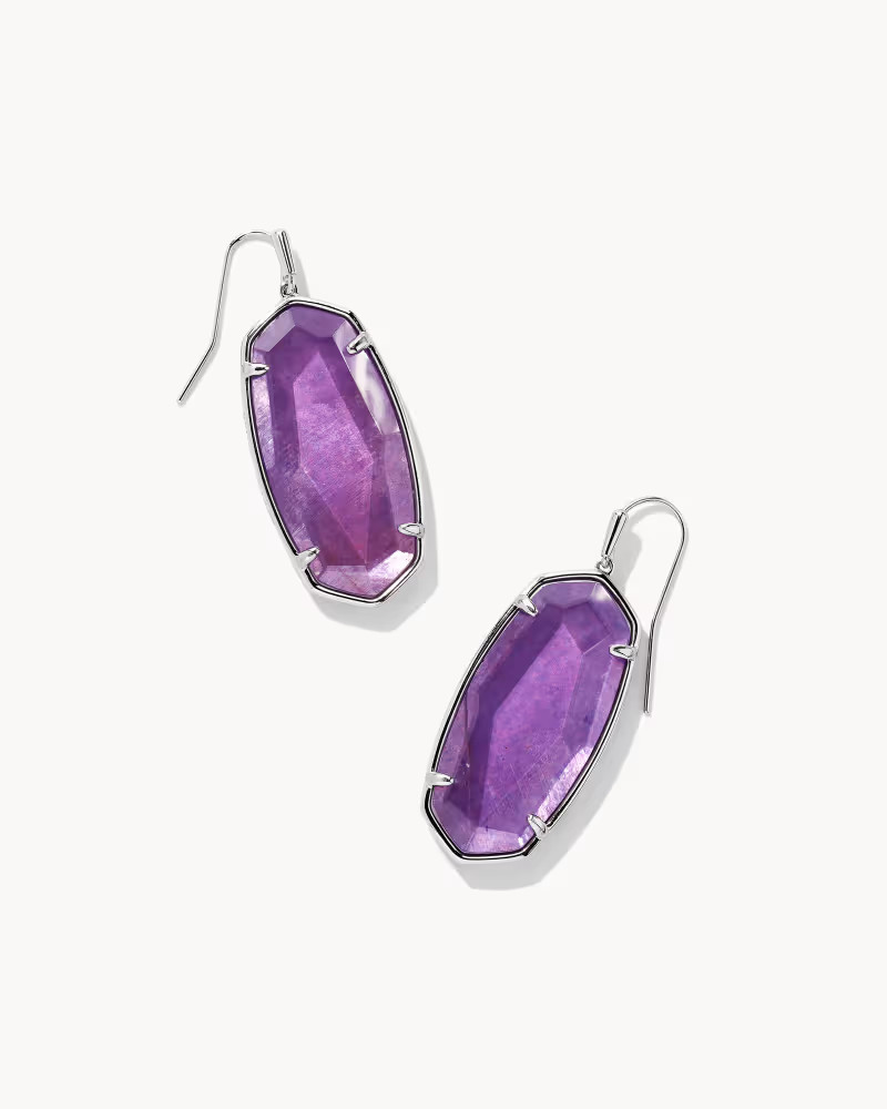Faceted Elle Silver Drop Earrings in Purple Mica | Kendra Scott | Kendra Scott