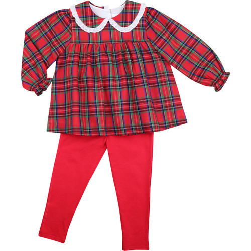 Red And Green Plaid Legging Set | Cecil and Lou