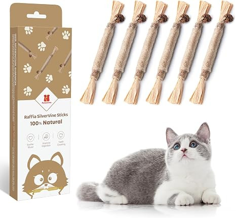 Potaroma 6 Pcs Natural Silvervine Sticks Cat Toys, Catmint Silvervine Blend Sticks, Kittens Chew ... | Amazon (US)