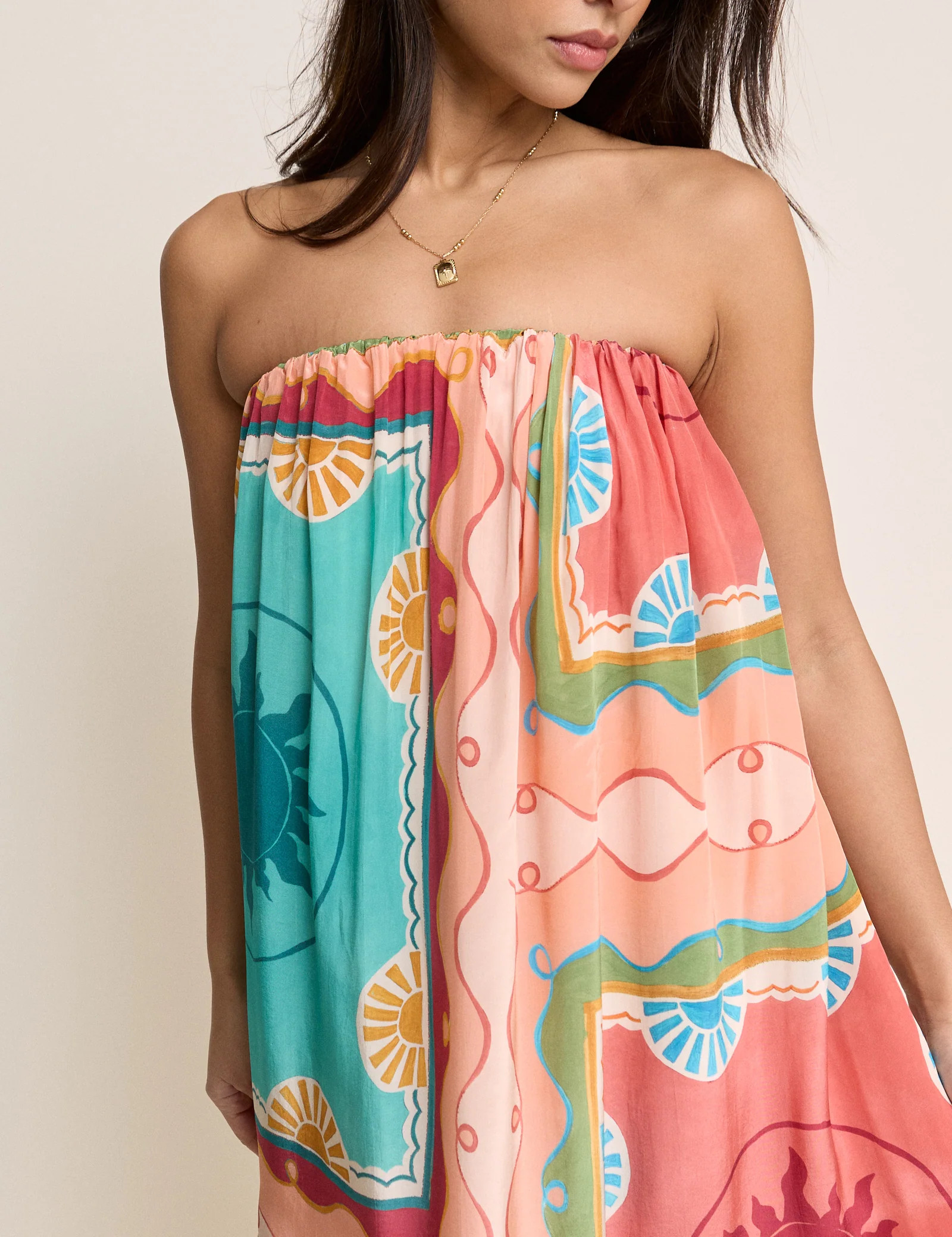 Coral Print Bandeau Myla Maxi Dress | Nobody's Child