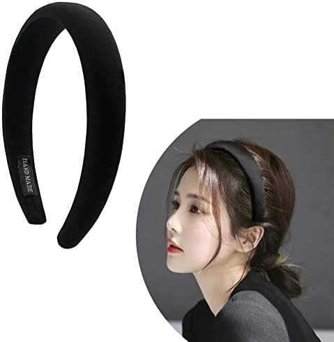 LXSPYOUDO Black Padded Headbands for Women Girls Wide Thick Head Bands for Women No Slip Satin Pa... | Amazon (US)