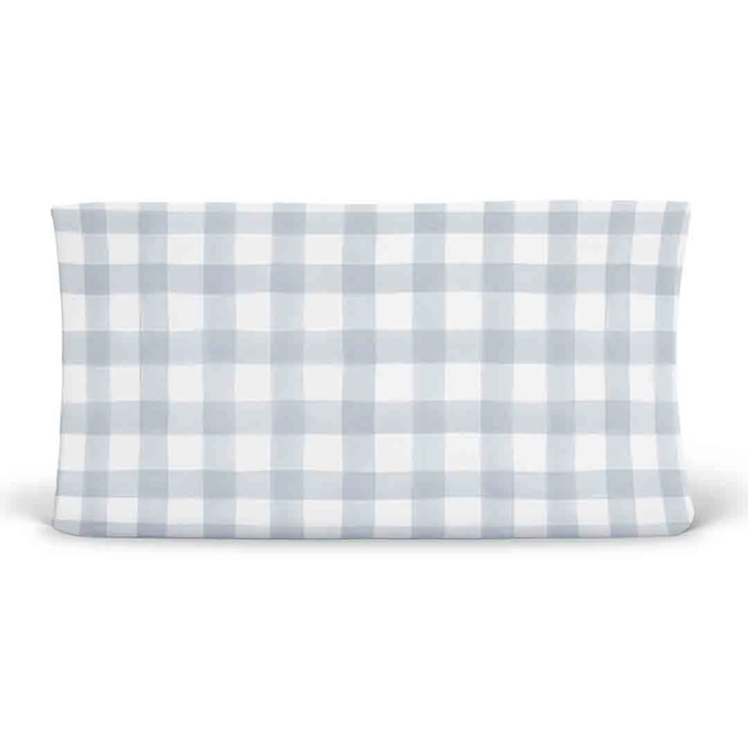 Dusty Blue Gingham Changing Pad Cover | Caden Lane