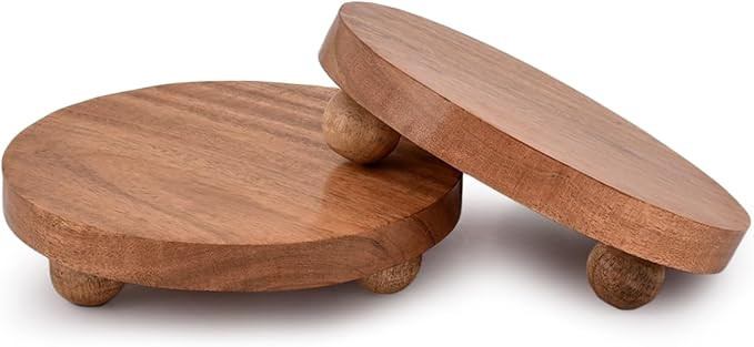 Display Stand Round Acacia Wood Stand for Display Wooden Stand for Kitchen/Bathroom Counter/Plant... | Amazon (US)