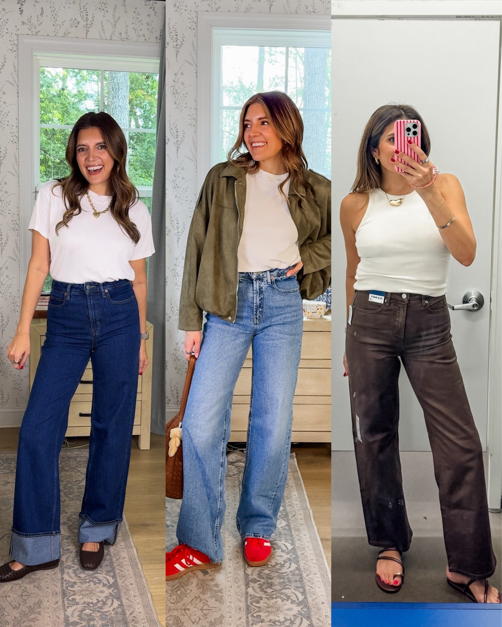 My favorite old navy jeans of all time in three washes perfect for fall! I’m 5’7” in a size 4 tall in the cuffed, 2 tall in the blue and 4 regular in the brown. 40% off + extra 20% off with code BONUS!!

#LTKTall #LTKOver40 #LTKSaleAlert