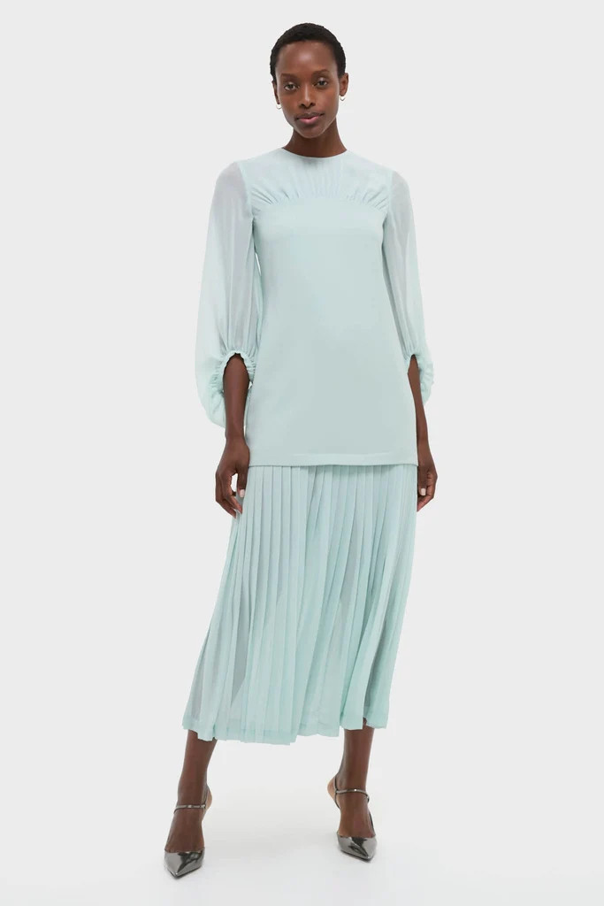 Ice Blue Chiffon Pleated Lorraine Dress | Tuckernuck (US)