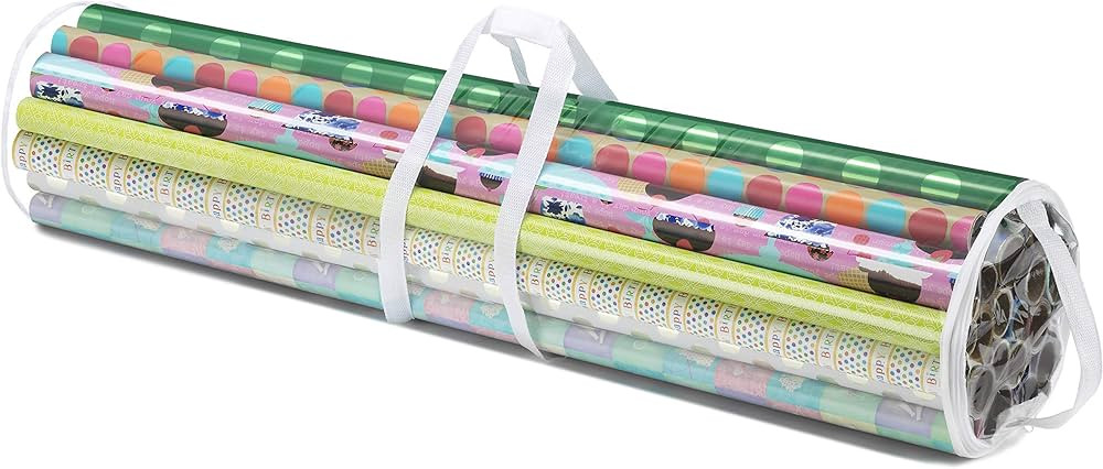 Whitmor Gift Wrap Organizer 41 Inch, Clear/White | Amazon (US)