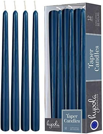 Amazon.com: 12 Pack Tall Taper Candles - 12 Inch Midnight Blue Dripless, Unscented Dinner Candle ... | Amazon (US)