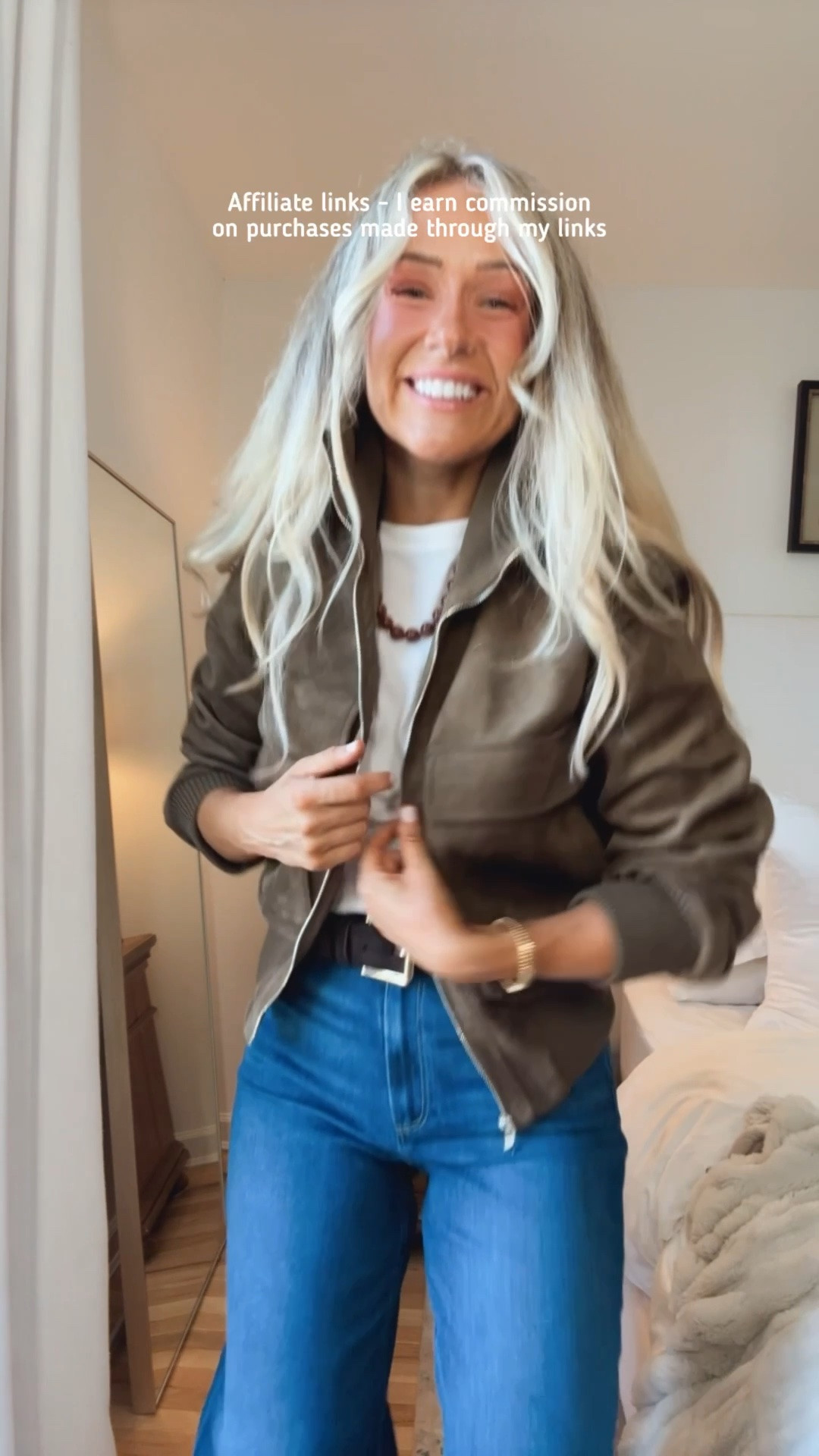 Affiliate links - I earn commission on purchases made through my links

Zara jacket
Zara brown faux suede jacket
Paige jeans
Viral jeans
Fall outfits women 
J.Crew white t-shirt
Beaded necklace
Brown suede bag oversized