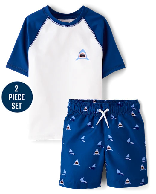 Boys Shark Rashguard 2-Piece Swimsuit - multi | The Children's Place