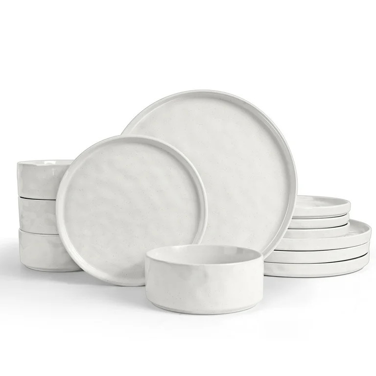 Vesteel Dinnerware Sets, 12-Piece Stoneware Plates and Bowls Set, Dishes Set for 4, Elegant Ceram... | Walmart (US)