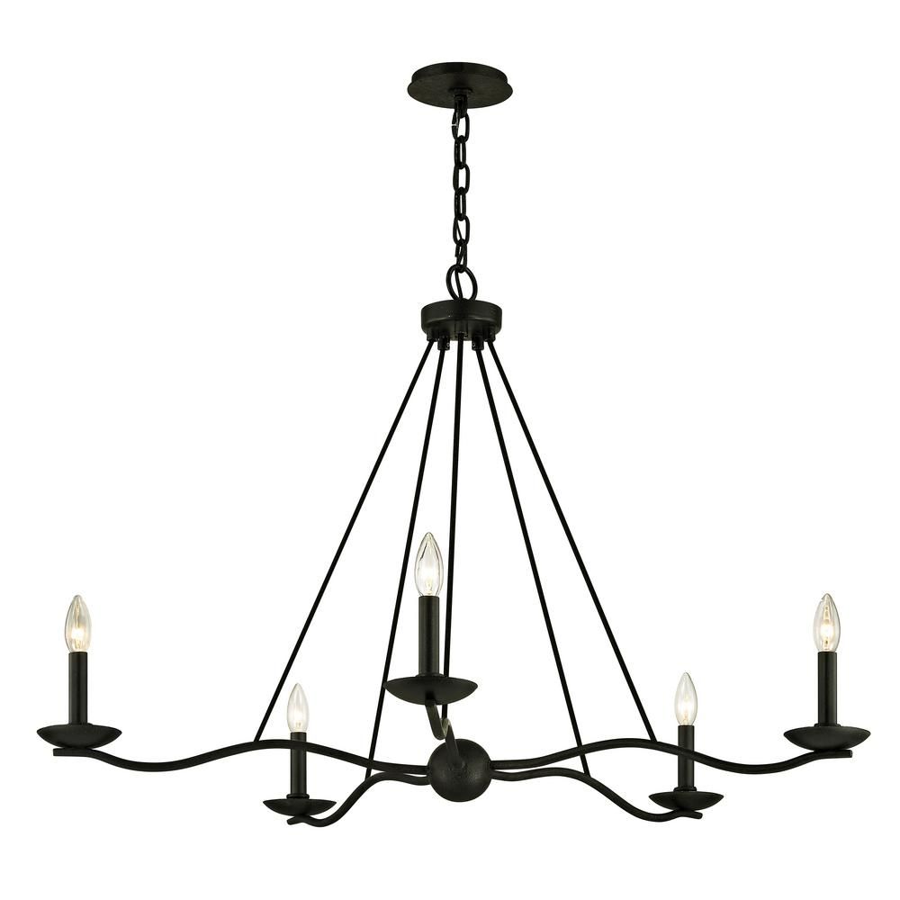 Troy Lighting Sawyer 5-Light Forged Iron 40 in. D Chandelier F6305 - The Home Depot | The Home Depot