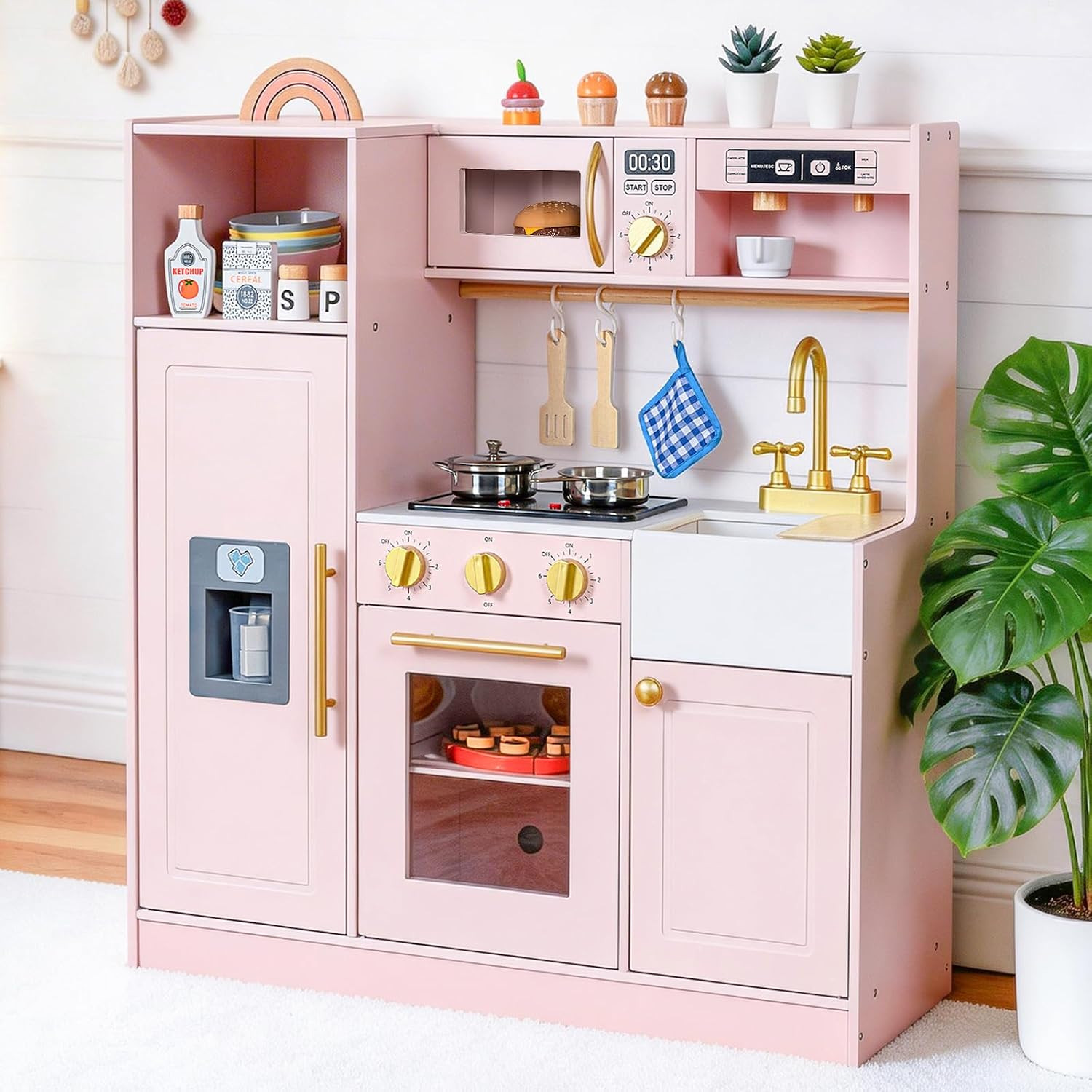 Wooden Kids Play Kitchen with Lights and Sounds,Home Style Design | Amazon (US)