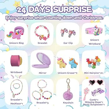 Advent Calendar 2024 Girls - Unicorn Gifts for Girl 24 Days Xmas Count Down Box, Countdown Calend... | Amazon (US)