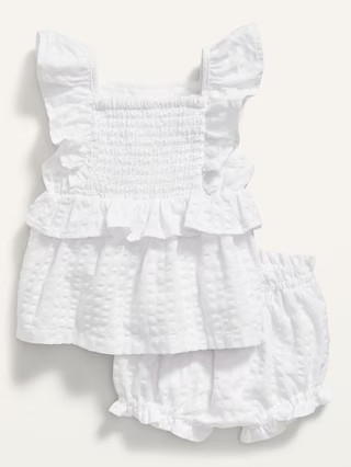 Ruffle-Trim Seersucker Dress and Bubble Set for Baby | Old Navy (US)