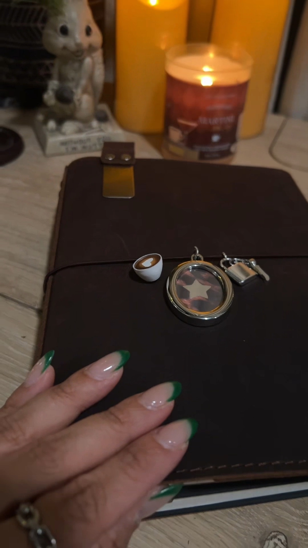 Everything I used for my Journal Stack aka "travel journal". Charms were from Hobby Lobby 🩶