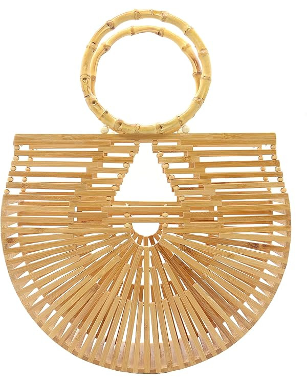 Miuco Womens Bamboo Handbags Handmade Purses Tote Bag | Amazon (US)