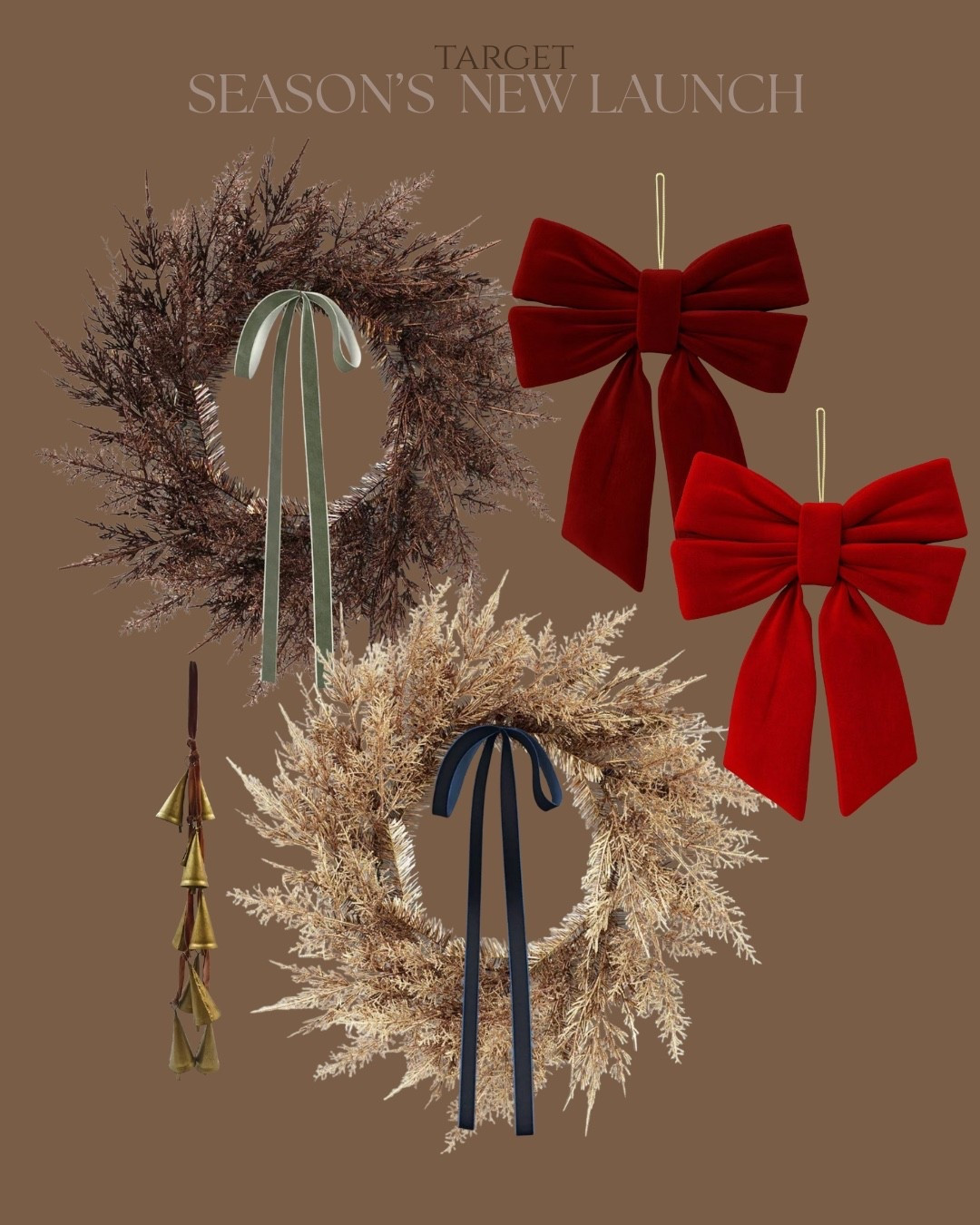 Stoppp 😍 Holiday magic unlocked  by Target. In love with this oversized wreaths & luxe velvet bows 

Holiday decor, target home finds, seasonal decor, large bows, velvet bows, wreath, holiday wreath, bells



#LTKSeasonal #LTKFindsUnder50 #LTKFindsUnder100