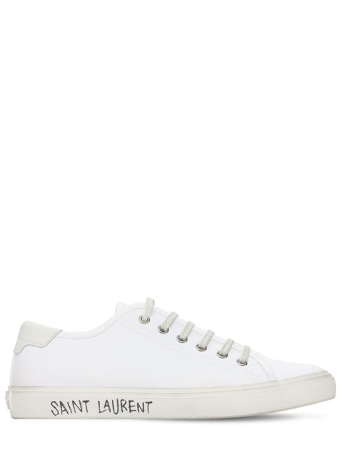 Saint Laurent - 10mm malibu cotton canvas sneakers - White | Luisaviaroma | Luisaviaroma