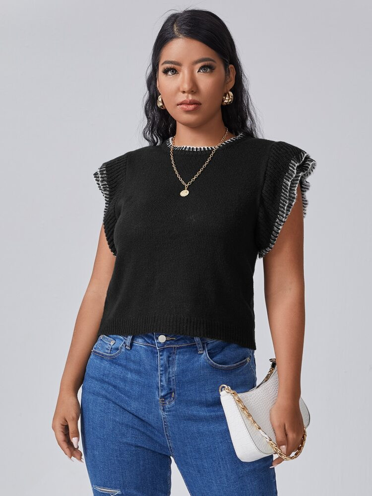 Plus Ruffle Trim Knit Top | SHEIN