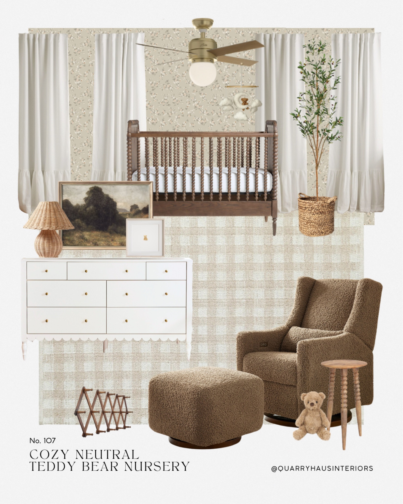 All the warm and fuzzy vibes in this vintage inspired teddy bear nursery 🧸 

Neutral warm cozy traditional vintage cottage brown boys nursery baby bedroom design decor furniture 

#LTKBaby #LTKHome
