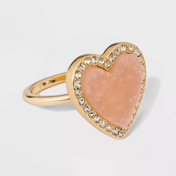 SUGARFIX by BaubleBar Druzy Heart Ring - Blush Pink | Target