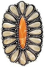 Fuqimanman2020 Western Turquoise Flower Lightning Bolt Adjustable Ring Natural Green Stone Thunde... | Amazon (US)