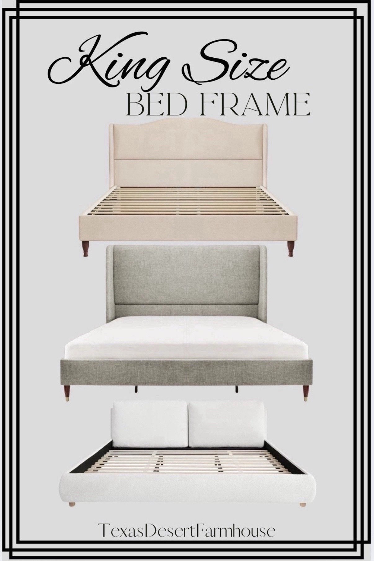 King Size Upholstered Bed Frames for Under $500

#kingbed #fullbed #queenbed #bedframe #guestbed #bedroomfurniture #affordablebedframe #budgetfurniture #headboard #footboard #upholsteredbedframe

King Size Bed Frame Upholstered Platform Bed with 51" Tall Headboard Wingback, Soft Fabric, Retro Simple Style Platform Bed No Box Spring Needed, Easy Assembly, Beige

Merax King Size Boucle Fabric Upholstered Platform Bed with Two Removable Pillow Headboard, Wood Bed Frame with Solid Round Legs for Kids Teens Adults, White


#LTKFamily #LTKStyleTip 

#LTKSaleAlert #LTKCyberWeek #LTKHome