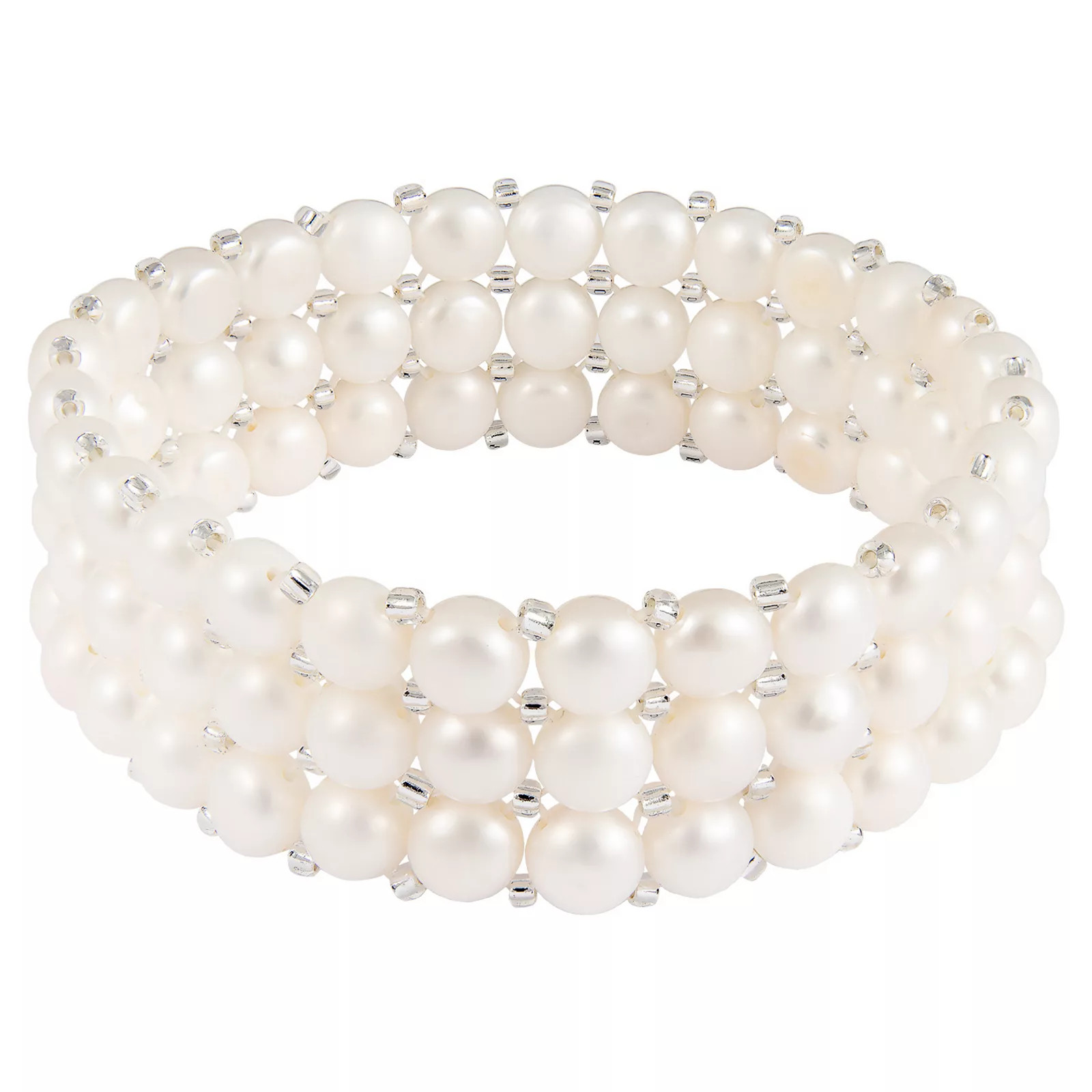 Splendid Pearls Freshwater Pearl Triple Row Stretch Bracelet, Women's, Size: 7.25"", White | Kohl's