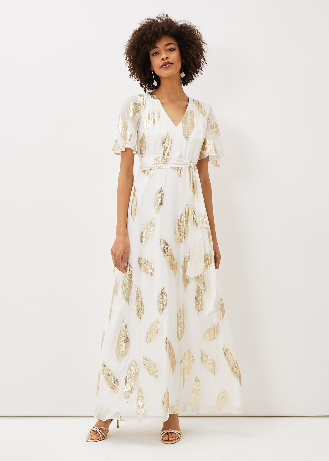 Larah Feather Print Jacquard Maxi Dress | Phase Eight (UK)