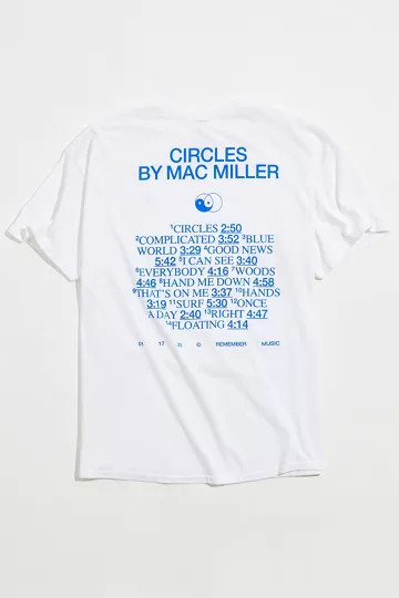 Mac Miller Circles Tracklist Tee | Urban Outfitters (US and RoW)