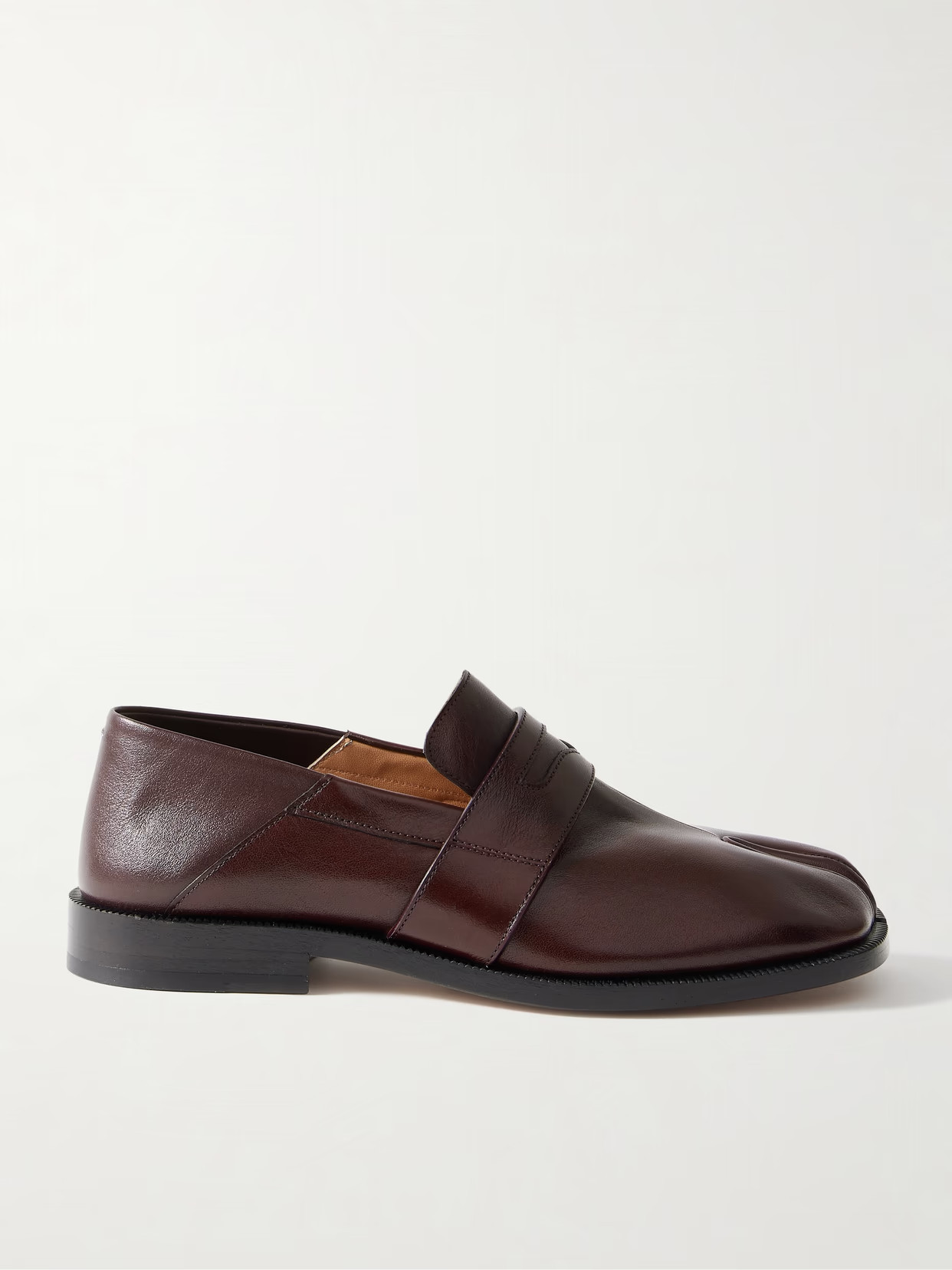 Maison Margiela - Tabi Split-toe Collapsible-heel Leather Loafers - Burgundy - IT40 | NET-A-PORTER APAC