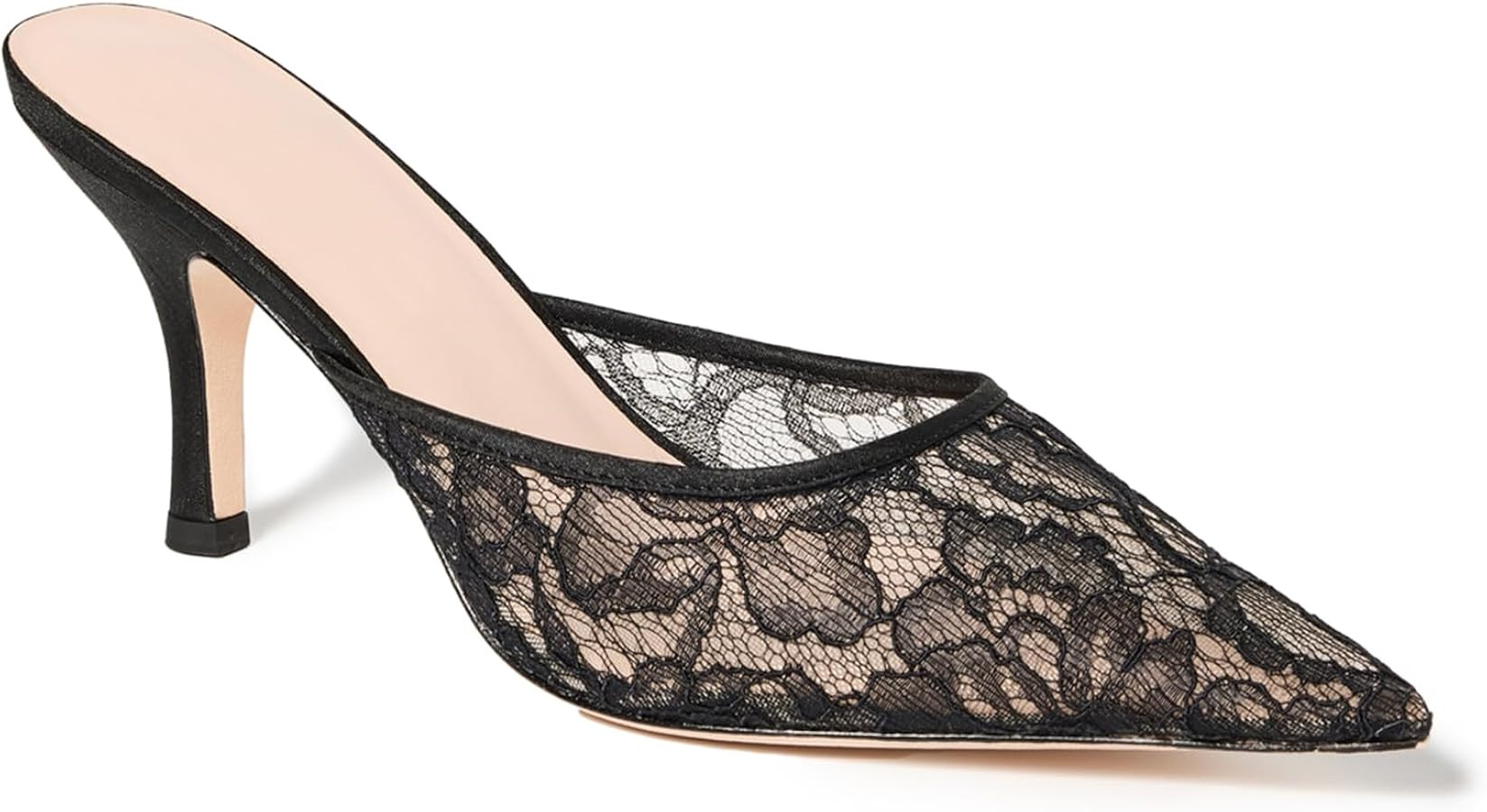 Mesh Kitten Heels Mules for Women Closed Pointed Toe Slip on Backless Stiletto Slingback Low Heel... | Amazon (US)