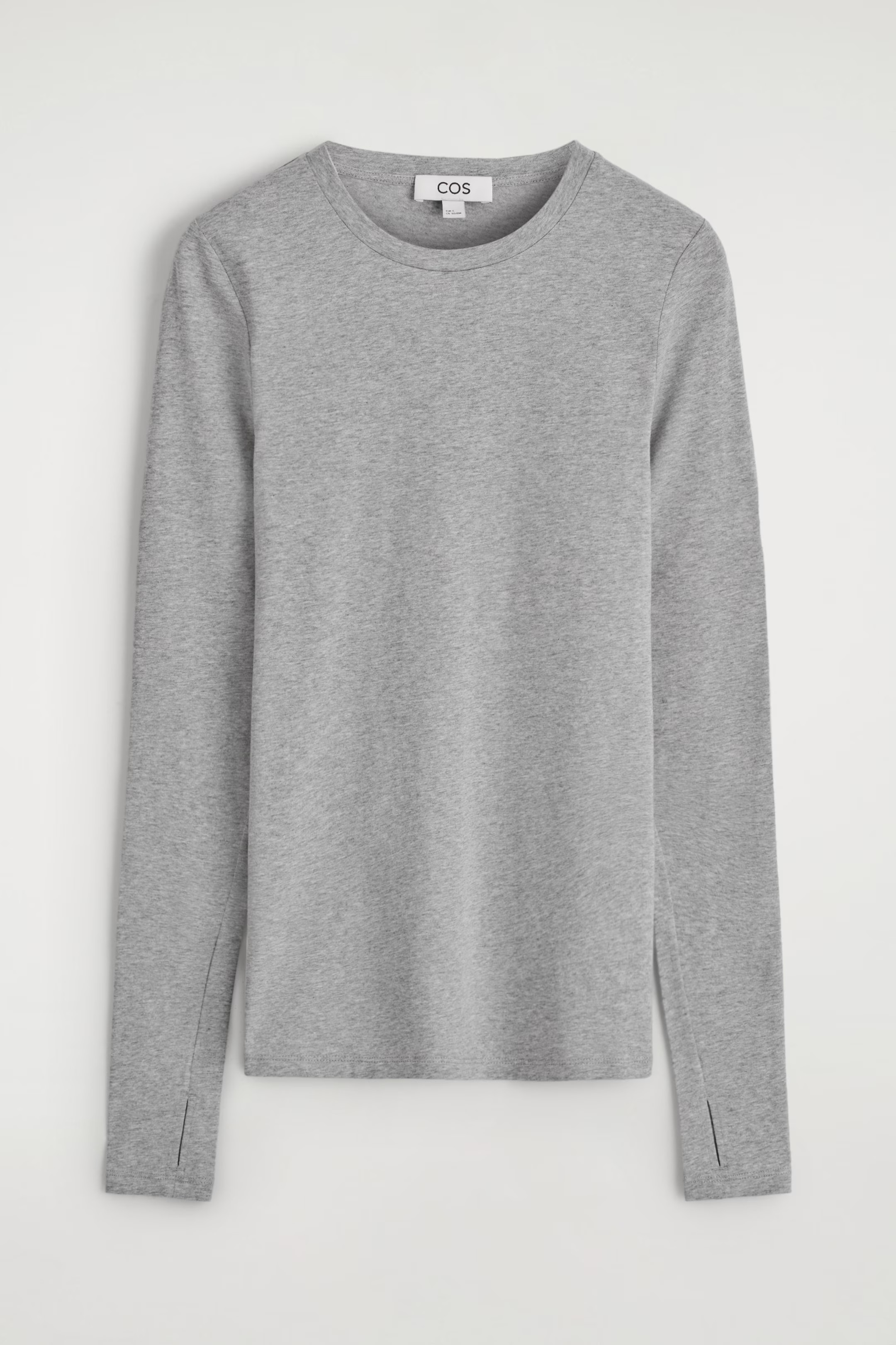 SLIM LIGHTWEIGHT LONG-SLEEVED TOP - GREY MÉLANGE | COS | COS UK