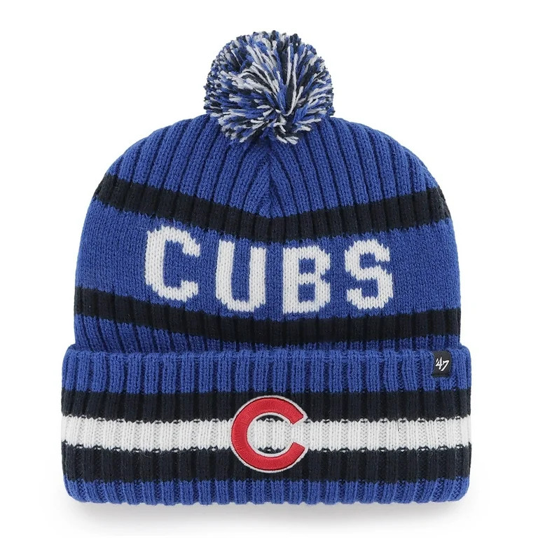 Men's '47 Royal Chicago Cubs Bering Cuffed Knit Hat with Pom - OSFA - Walmart.com | Walmart (US)