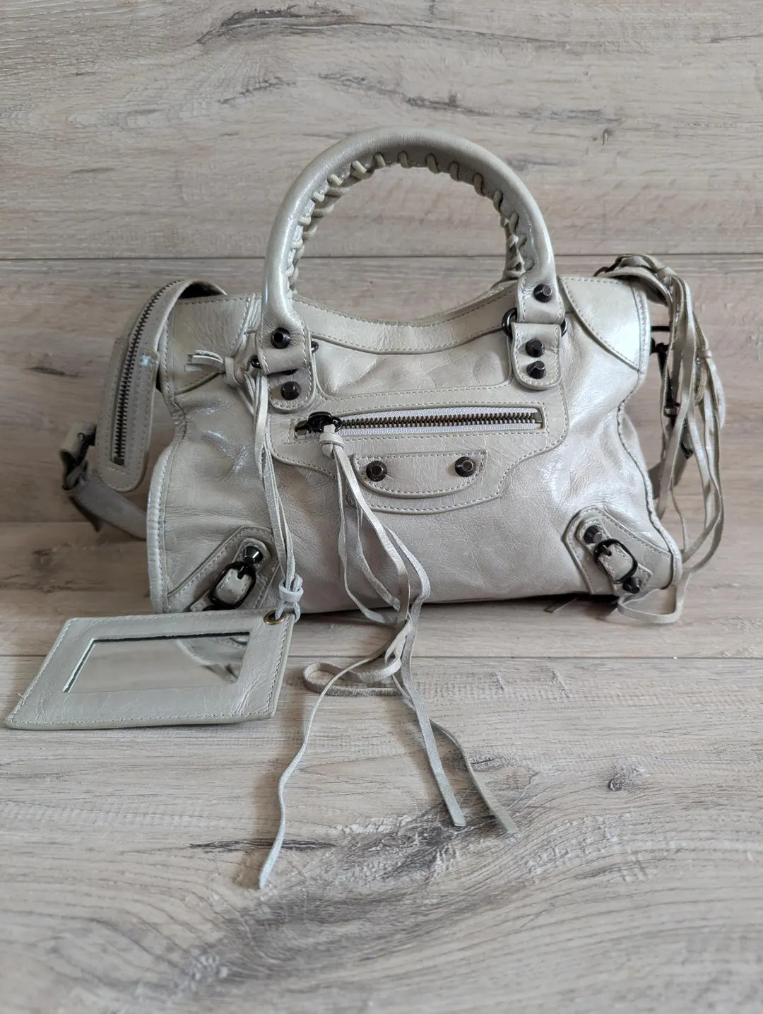 Balenciaga Paris City Shoulder Bag Leather Small Beige Vintage - Etsy | Etsy (US)