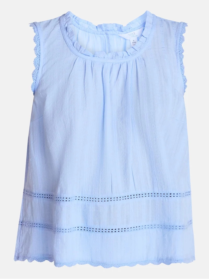 Time and Tru Women's Flowy Lace Inset Tank , Sizes XS-XXXL - Walmart.com | Walmart (US)