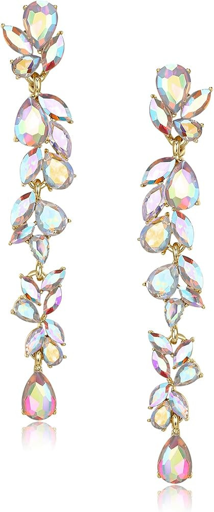 EVER FAITH Wedding Rhinestone Crystal Chandelier Dangle Earrings for Women Brides, Art Deco Marqu... | Amazon (US)
