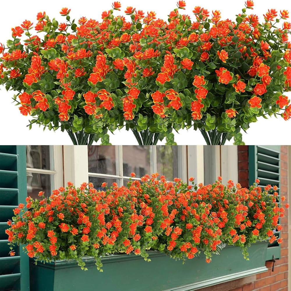 20 Bundles Artificial Flowers, Fake Artificial Greenery UV Resistant No Fade Faux Plastic Plants ... | Amazon (US)