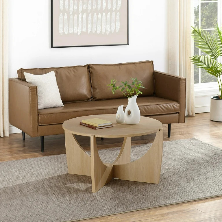 Walker Edison 35" Modern Glam Arch-Base Coffee Table, Coastal Oak | Walmart (US)