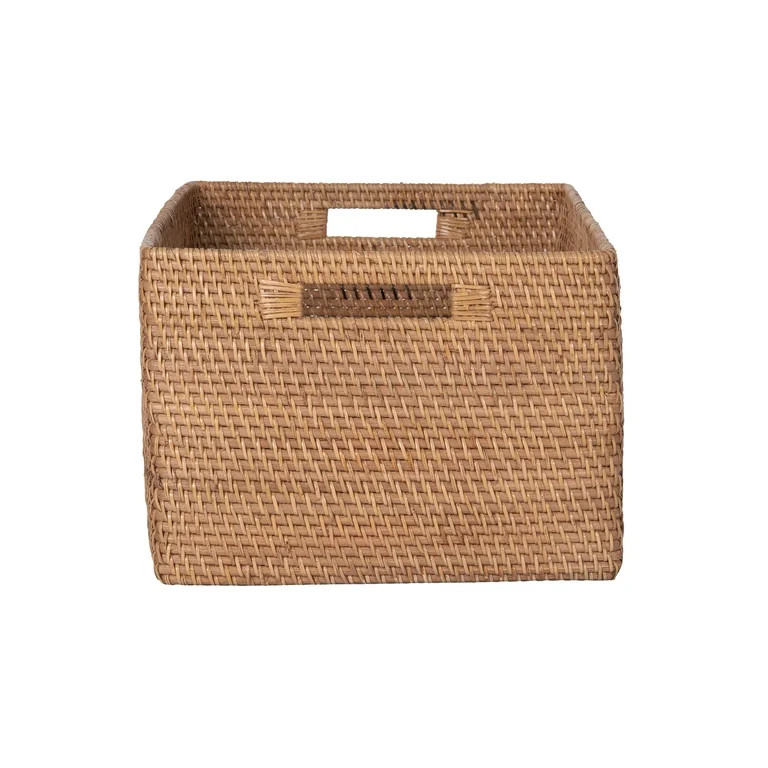 Kouboo Loma Rectangular Decorative Rattan Storage Basket With Handles, Coastal-Inspired Handwoven... | Walmart (US)