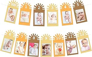 Gankbite Sunshine 12 Month Photo Banner Boho Neutral Rainbow 1st Birthday Decoration First Trip A... | Amazon (US)