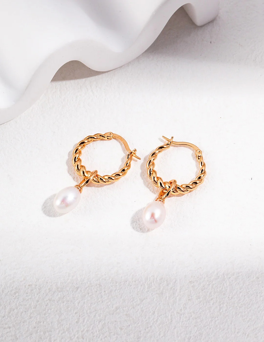 Golden Lumière Pearl Hoops - 18k Gold Jewelry by Apelila | Apelila Jewelry