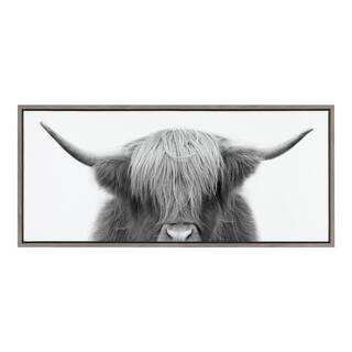 Hey Dude Highland Cow by The Creative Bunch Studio Framed Animal Canvas Wall Art Print 40.00 in. x 18.00 in. | The Home Depot
