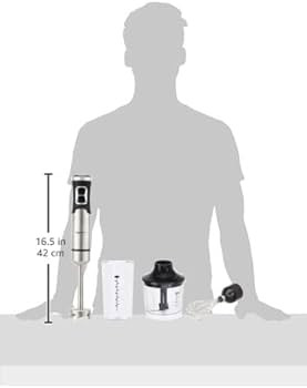 Amazon Basics 500 Watt Multi-Speed Immersion Hand Blender with Attachments, Silver | Amazon (US)