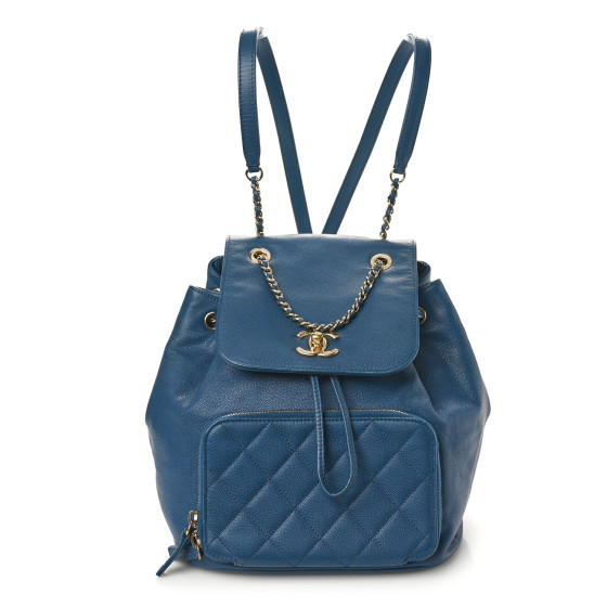 Caviar Quilted Business Affinity Backpack Blue | FASHIONPHILE (US)
