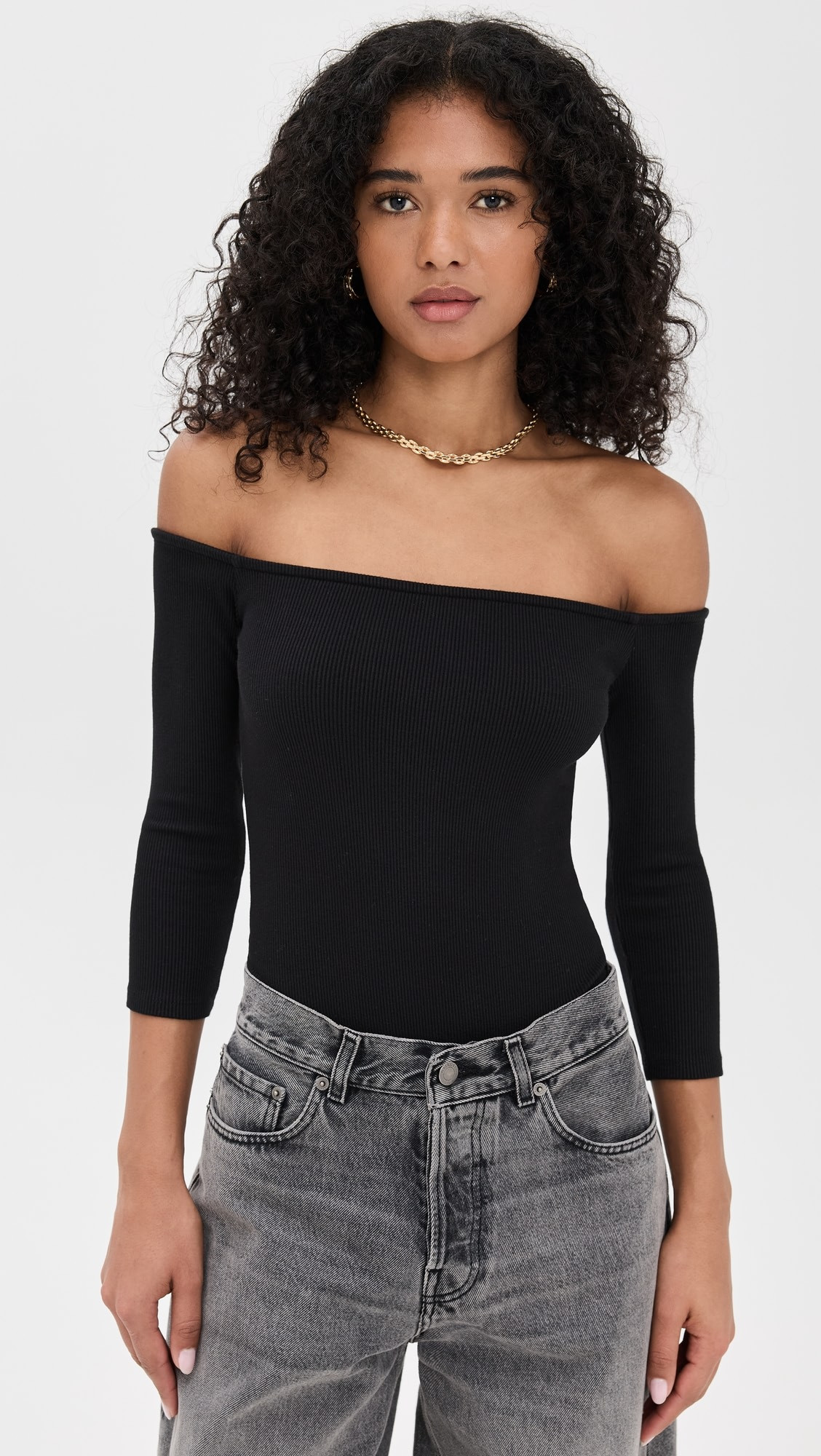 Evelyn 3/4 Off Shoulder Thong Bodysuit | Shopbop