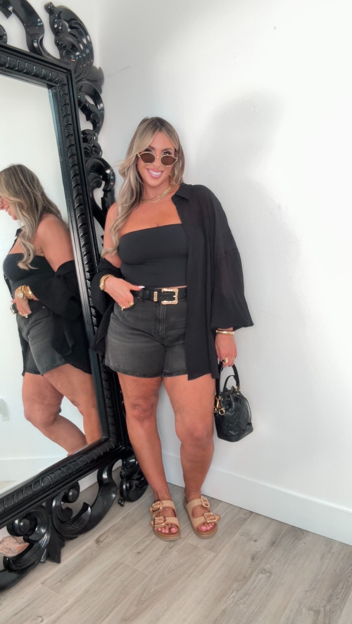 Midsize Elevated Casual plus an extra 15% off code: DENIMAF

Loose Denim Short (not in curve love) size 32 (14) If I wear the curve love I do a 31 (12) Linked both

black tube top-L

black button down- part of a set size XL. Also linked my other favorite light black button down size up to XXL

authentic fendi bag bought from (Cettire) on discount. also linked an amazon version that I highly recommend (genuine leather. 

Target sandals so comfortable!

great bra for busty but personally not wearing a bra with this outfit 



#LTKFindsUnder50 #LTKMidsize #LTKStyleTip