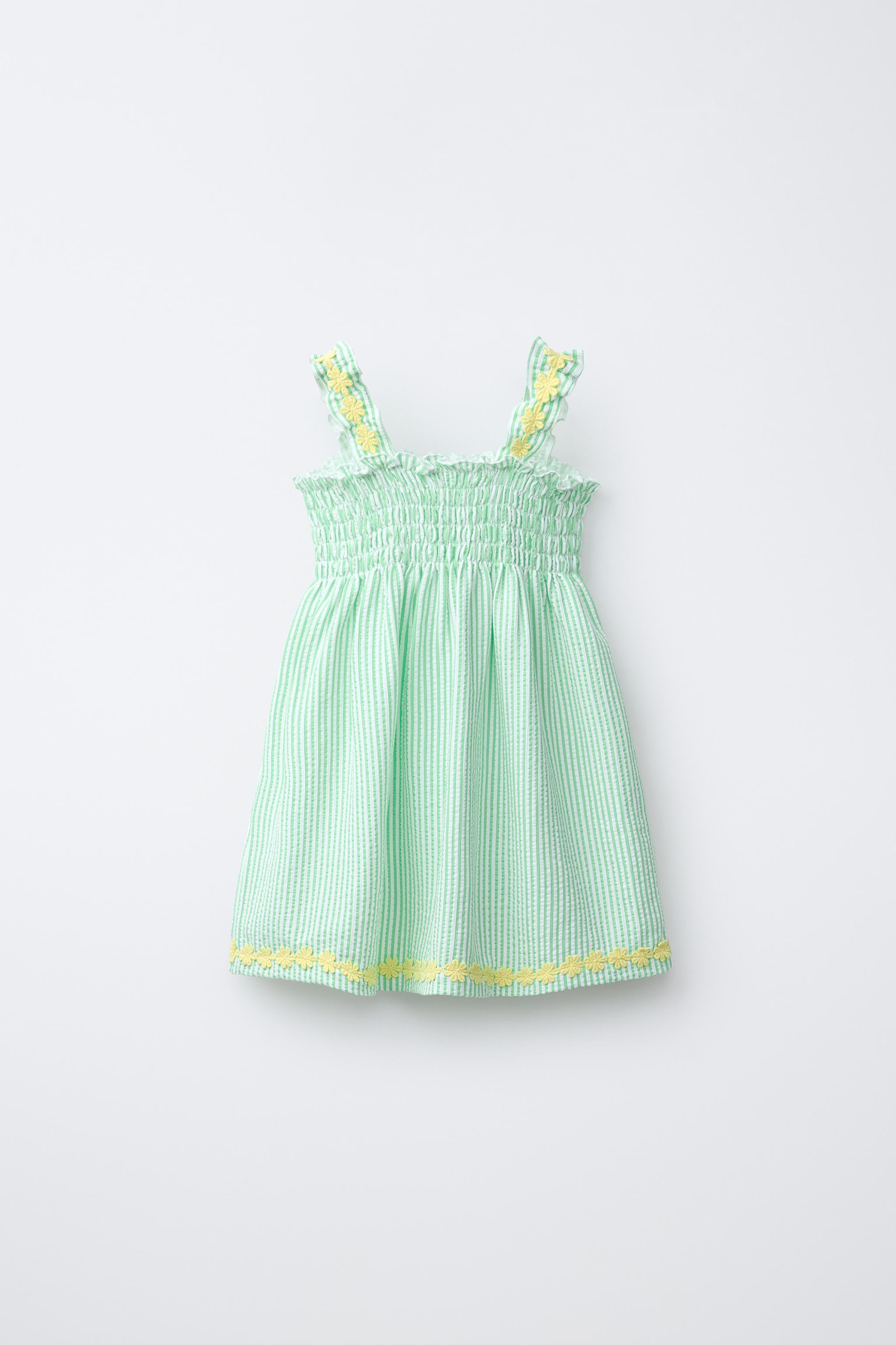 EMBROIDERED FLORAL STRIPED DRESS | Zara US