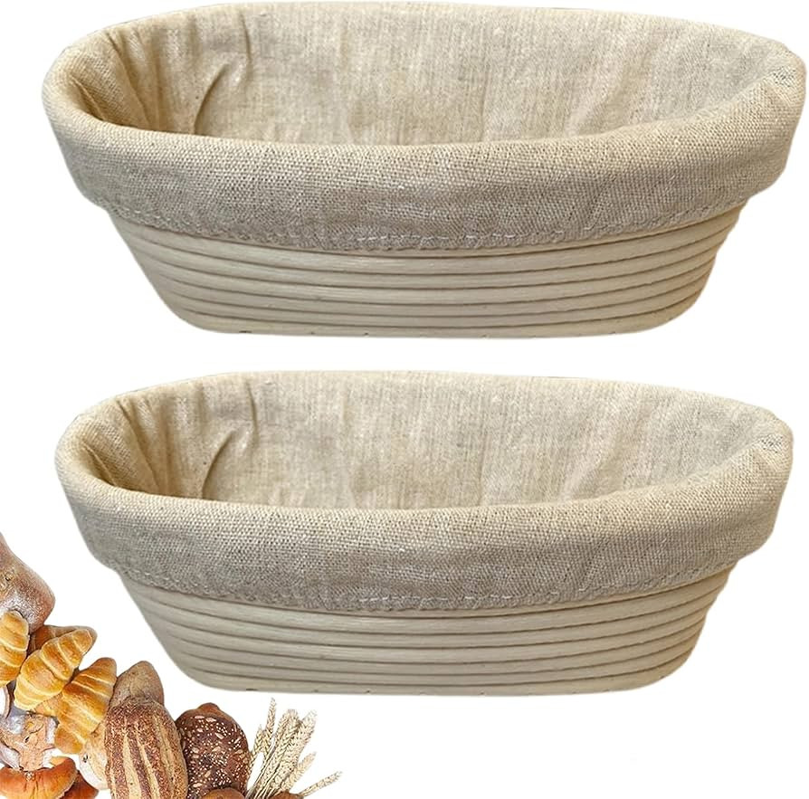 10 Inch Oval Bread Banneton Proofing Basket Set of 2, Bread Baking Kit Sourdough Proofing Basket ... | Amazon (US)