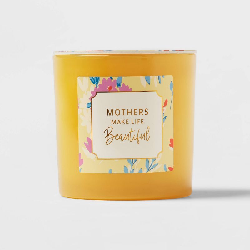 14oz Mother's Day Jar Candle Champagne Bubbles 'Mothers Make Life Beautiful' Yellow - Opalhouse... | Target
